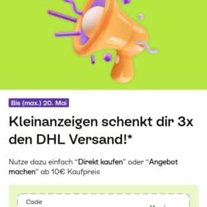 GRATIS ✔️ Kleinanzeigen: bis zu 3x die Versandkosten sparen mit DHL