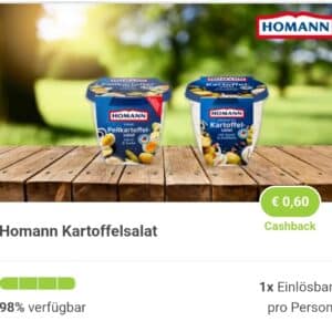 Homann Kartoffelsalat für 1,29 € durch Rewe und Marktguru