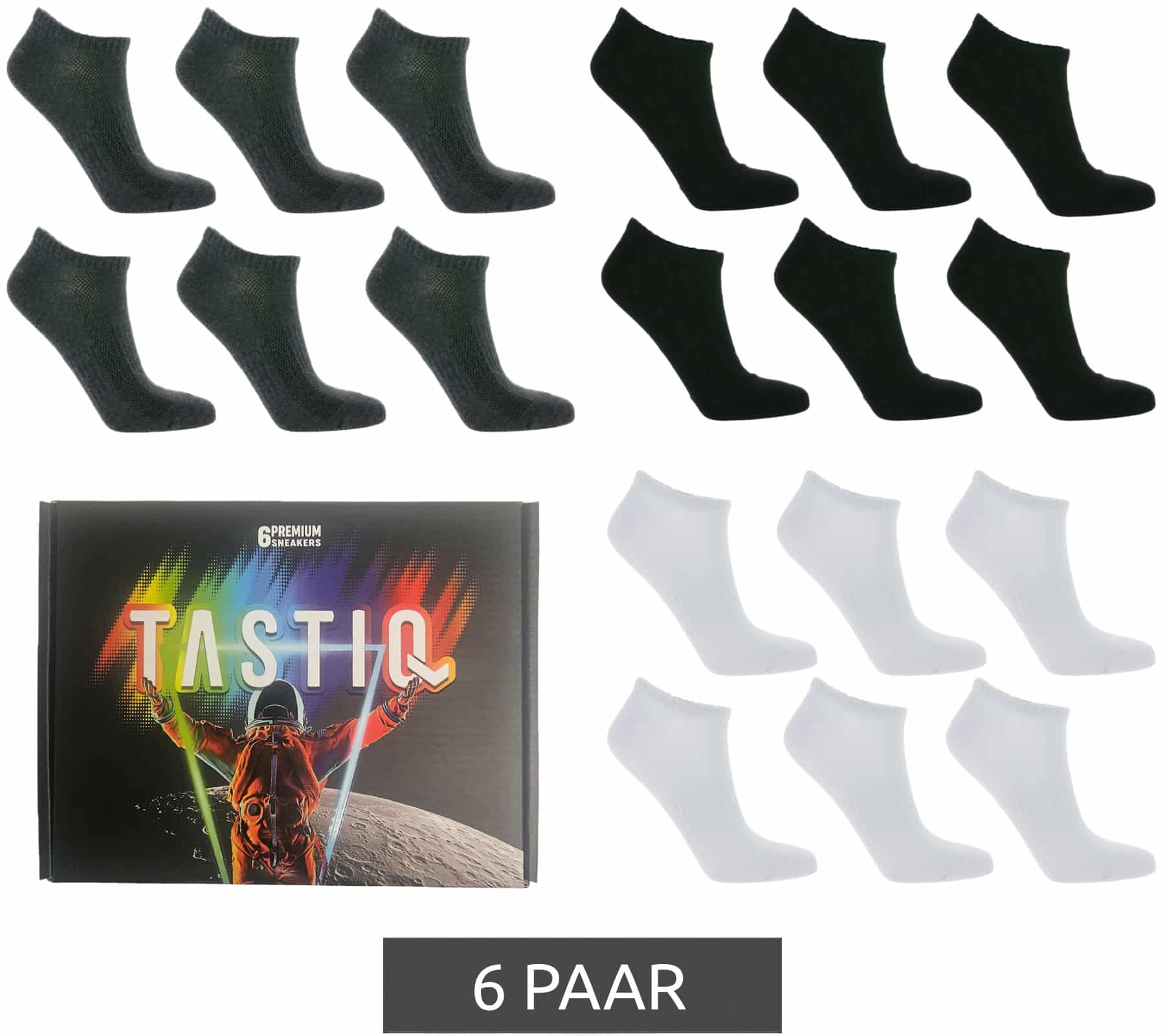 Thumbnail 30 Sneaker Socken von TASTIQ für nur 32,63€ ✔️ Baumwolle | in Schwarz und Weiß | Größen: 35 bis 50