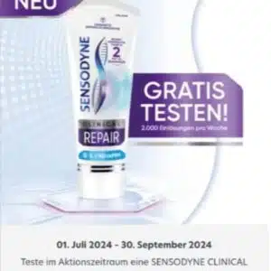 Vorankündigung: Sensodyne Clinical Repair Zahncreme – Gratis Testen! Ab 01.07.2024 🚀🔥