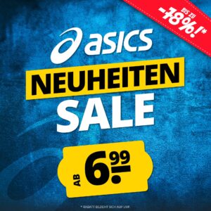 Ascis Sale bei SportSpar mit Laufschuhen, Laufklamotten, Jacken, Sneaker, Tennisklamotten uvm.