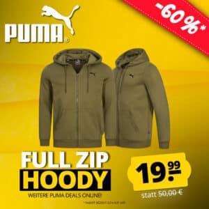 👕 PUMA Essential Full Zip Herren Kapuzen Sweatshirt für 23,94€