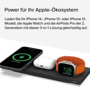 Belkin BoostCharge Pro 3-in-1-Ladegerät (Schwarz) mit MagSafe (15 W) je 67,94€ (statt 99,99€)