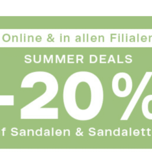 Deichmann: 20% Rabatt auf Sandalen &amp; Sandaletten für Kinder, Frauen und Männer