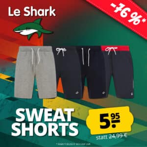 😱 10%Extra-Rabatt 🦈 Le Shark Sweatshorts für nur 5,95€ (zzgl. Versand | entfällt ab 50€)
