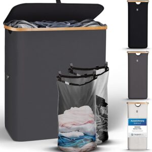 41% Rabatt 🧺 HENNEZ Wäschekorb 140L mit 2 Fächern & waschbarem Sack