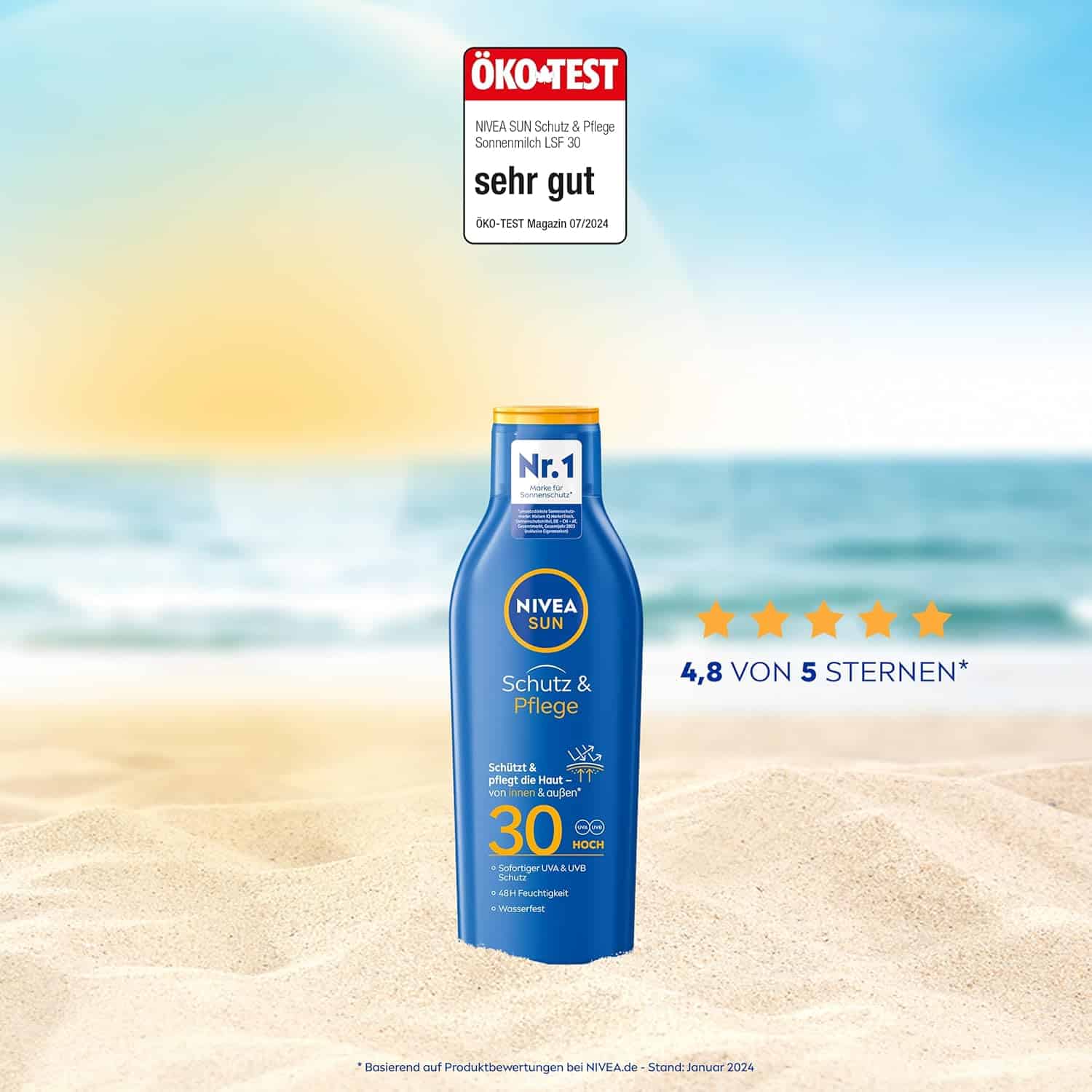Thumbnail NIVEA SUN Schutz &amp; Pflege Sonnenmilch LSF 30 (250 ml) für 7,16€ (statt 11,19€)