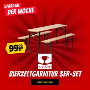 🍻 Bierzeltgarnitur 3-tlg. mit Sonnenschirmhalterung