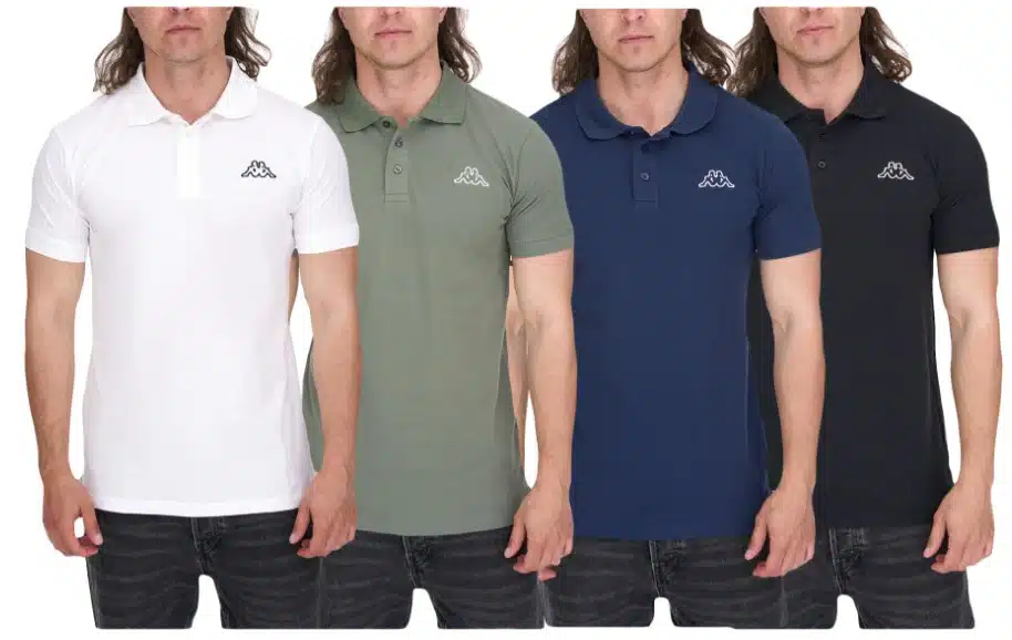 Vier Kappa Shirts, getragen vom selben Mann