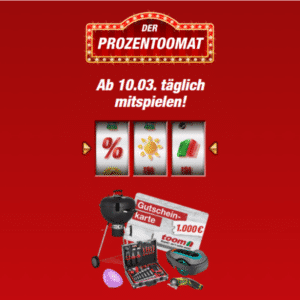 toom Prozentoomat - Gewinnspiel - Sachpreise, Geschenkgutscheine und Rabattcoupons zu gewinnen! 🍀 Nur noch bis 23.03.! 😀