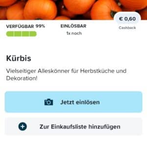 Kürbis, €0,60 Cashback bei Marktguru
