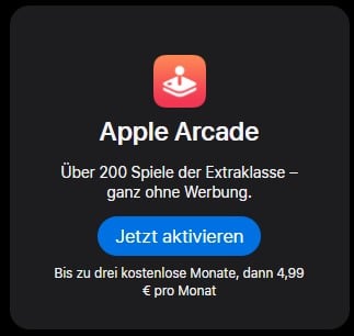 Apple Arcade - bis zu 3 Monate kostenlos Angebot