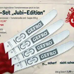 GEFRO wird 100: 4 sauscharfe Victorinox-Messer plus Pott Tomatensuppenpulver for just 22,90 € (plus ggfs. Versand)