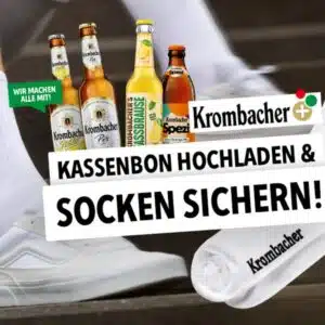 1 Paar Krombacher Socken GRATIS beim Kauf von Krombacher Produkten im Wert von 10€