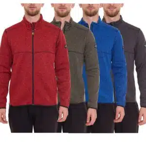 9,99€ Outdoor Sweat-Jacke NORTHERN COUNTRY Genialer Preis Melierte Outdoor-Jacke mit Kinnschutz, zwei Vordertaschen in Schwarz, Blau, Grün, Rot, Größen: S, M, L, XL, XXL bei Outlet46.de