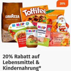 20% Rabatt auf Lebensmittel & Kindernahrung über die Müller App
