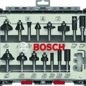 Bosch 15tlg. Fräser Set Mixed für Holz, Zubehör Oberfräsen mit 8 mm Schaft für 38,99€ (statt 52,42€)