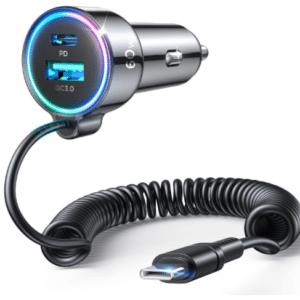 Zigarettenanzünder USB C Adapter, 60W [DUAL CHIP] 3 Häfen PD3.0 & QC3.0 Schnell Kfz Ladegerät mit 1.5M Schnell Spiral Typ C Kabel
