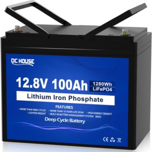 DCHOUSE 12V 100Ah LiFePO4 Batterie für Wohnmobile, Solaranlagen, Wohnwagen, Boote, Camping oder Off-Grid-Systeme