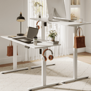 FLEXISPOT Höhenverstellbarer Schreibtisch Basic Plus mit Haken ✔️ Größe: 120x60cm ✔️ Farbe: Weiß