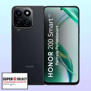 Eff. 0,11€/Monat: 😆 Honor 200 Smart (256GB) für einmalig 1€ + 3GB 5G/LTE Allnet für 3,99€/Monat (Super Select XS)