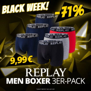 3er-Pack Replay Basic Cuff Logo Herren-Boxershorts für 14,94€ (statt 27€)