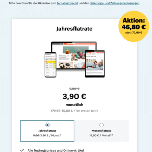 test.de Jahresflatrate nur 3,90 € mtl. | Stiftung Warentest