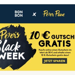 Kaufe im Peter Pane Shop bei BON BON einen Gutschein im Wert von 50 € und erhalte einen 10 € Gutschein gratis dazu