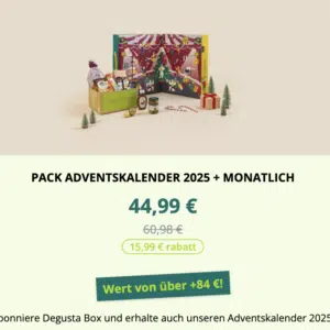 Degusta Box XXL Adventskalender mit 24 Überraschungen + GRATIS Degusta Box für 44,99€
