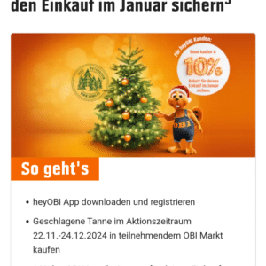 OBI: 10% Rabatt für den Einkauf im Januar