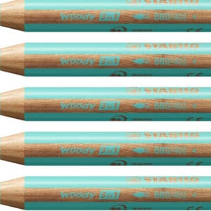 STABILO woody 3 in 1 - Buntstift, Wasserfarbe & Wachsmalkreide in einem - 5er Pack in Pastellblau für 2,63€ (statt 8)