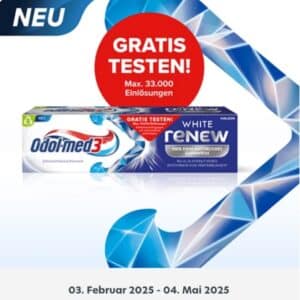 Odol-med3 gratis testen: WHITE RENEW Zahnpasta! 🪥