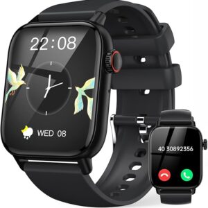 LLKBOHA Smartwatch Herren mit Telefonfunktion - 1.85&#034; Smart Watch mit SpO2/Herzfrequenzmonitor Schlafmonitor, Schrittzähler, 100&#043; Sportmodus, IP68 wasserdichte Fitnessuhr, für iOS und Android