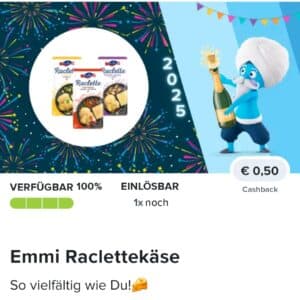 0,50€ Cashback auf Emmi Raclettekäse bei Marktguru