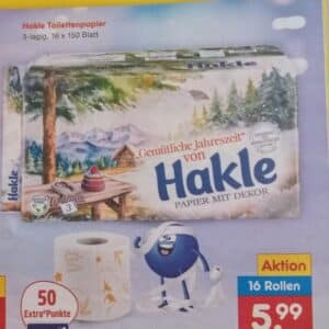 Hakle Toilettenpapier im netto unter 34 cent/Rolle ab 2.1.25 &#061;  5,99 € &#043; 50 Payback Punkte