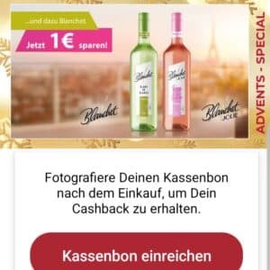 1,00€ Cashback auf Blanchet Wein bei scondoo (auch bei Couponplatz)
