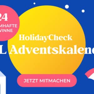 HolidayCheck Adventskalender mit garantierten Gewinnen (100€ Gutschein): Chance auf Reisen (Malediven, Mauritius, Kenia uvm.) und Mietwagen