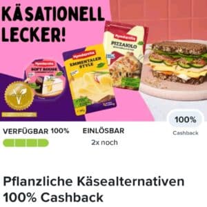 100% Cashback auf Mondarella Käsealternativen bei Marktguru (regional/personalisiert?!)