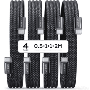 Nur 1,25€ pro Ladekabel! 🔥 LISEN 60W USB C Schnellladekabel, 4er Pack (0,5M, 1M, 1M, 2M), USB C auf USB C - für nur 4,99! 🫨