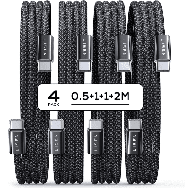 Thumbnail Nur 1,25€ pro Ladekabel! 🔥 LISEN 60W USB C Schnellladekabel, 4er Pack (0,5M, 1M, 1M, 2M), USB C auf USB C - für nur 4,99! 🫨