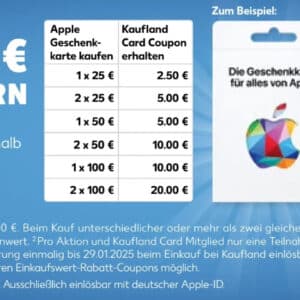Kaufland Card: 10% Einkaufsgutschein auf Apple Geschenkkarten