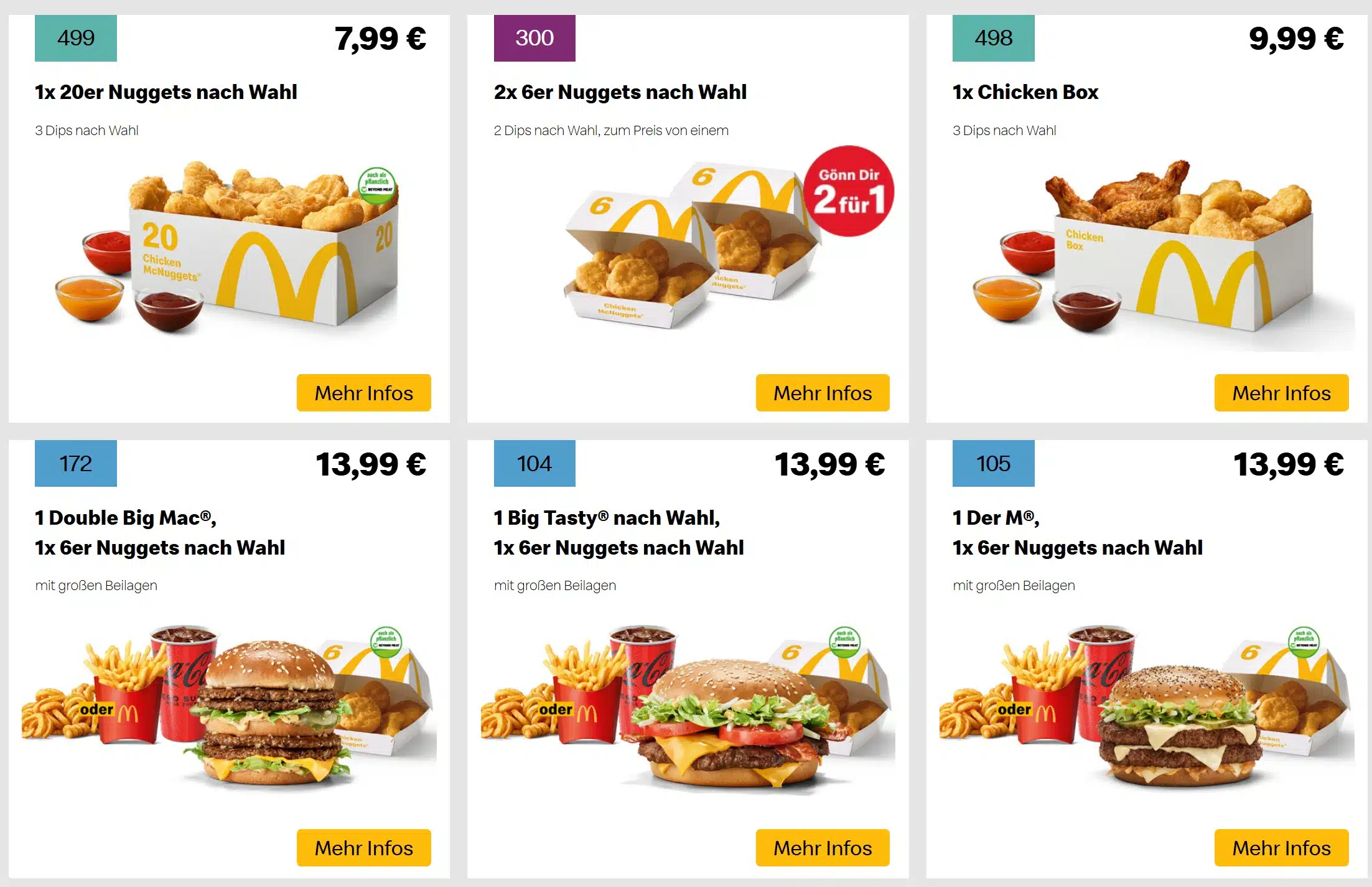 Verschiedene McDonald's Coupons