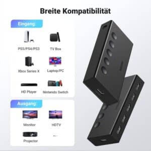 UGREEN 5in1 HDMI-Switch nur 26,37€ (statt 37€) [4K @ 60Hz]