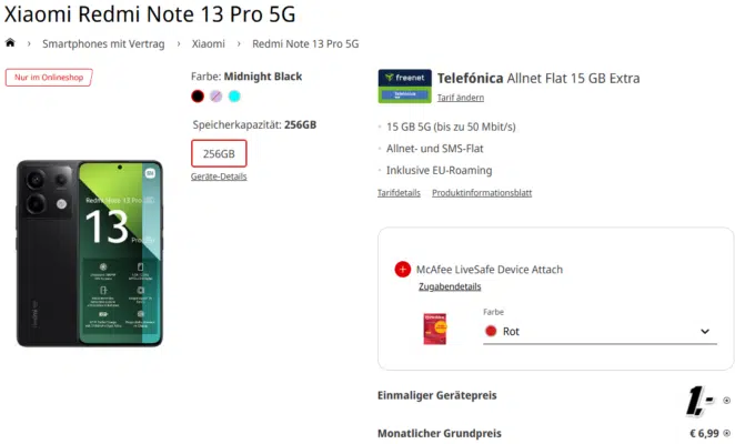 Xiaomi Redmi Note 13 Pro 5G Handytarif