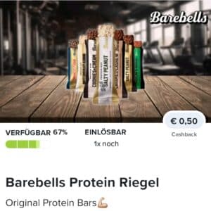 0,50€ Cashback auf Barebells Protein Riegel bei Marktguru