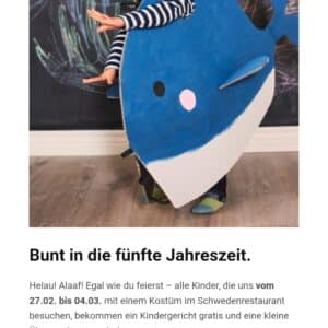 IKEA: Kindergericht GRATIS für Kinder im Kostüm bis 10 Jahre - vom 27.02. bis 04.03! 🤡🎉