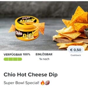 0,50€ Cashback auf Chio Hot Cheese Dip bei Marktguru