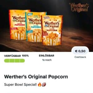50 ct Cashback auf Werthers Original Popcorn