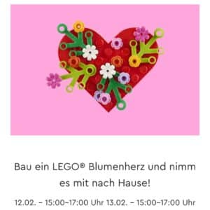 Lego Store Event am 12.2. &#043; 13.2.: Bau ein LEGO® Blumenherz und nimm es mit nach Hause!