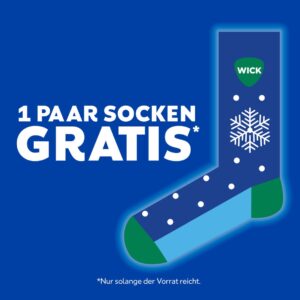 1 Paar Socken gratis beim Kauf von einem Wick VapoRub und einem weiteren Wick oder Nasivin Produkt